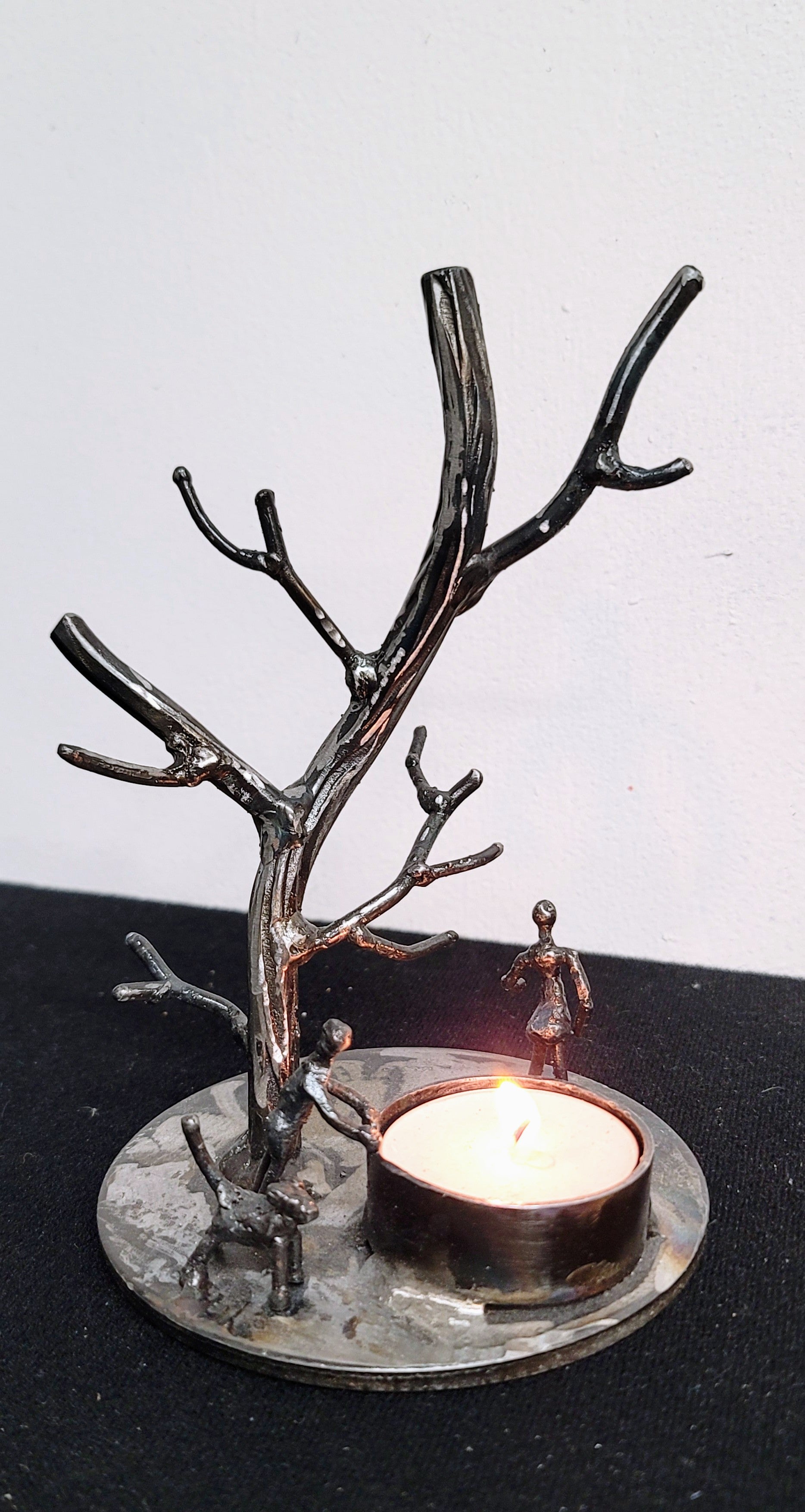 By the Fire Steel Tree Sculpture Candle Holder
