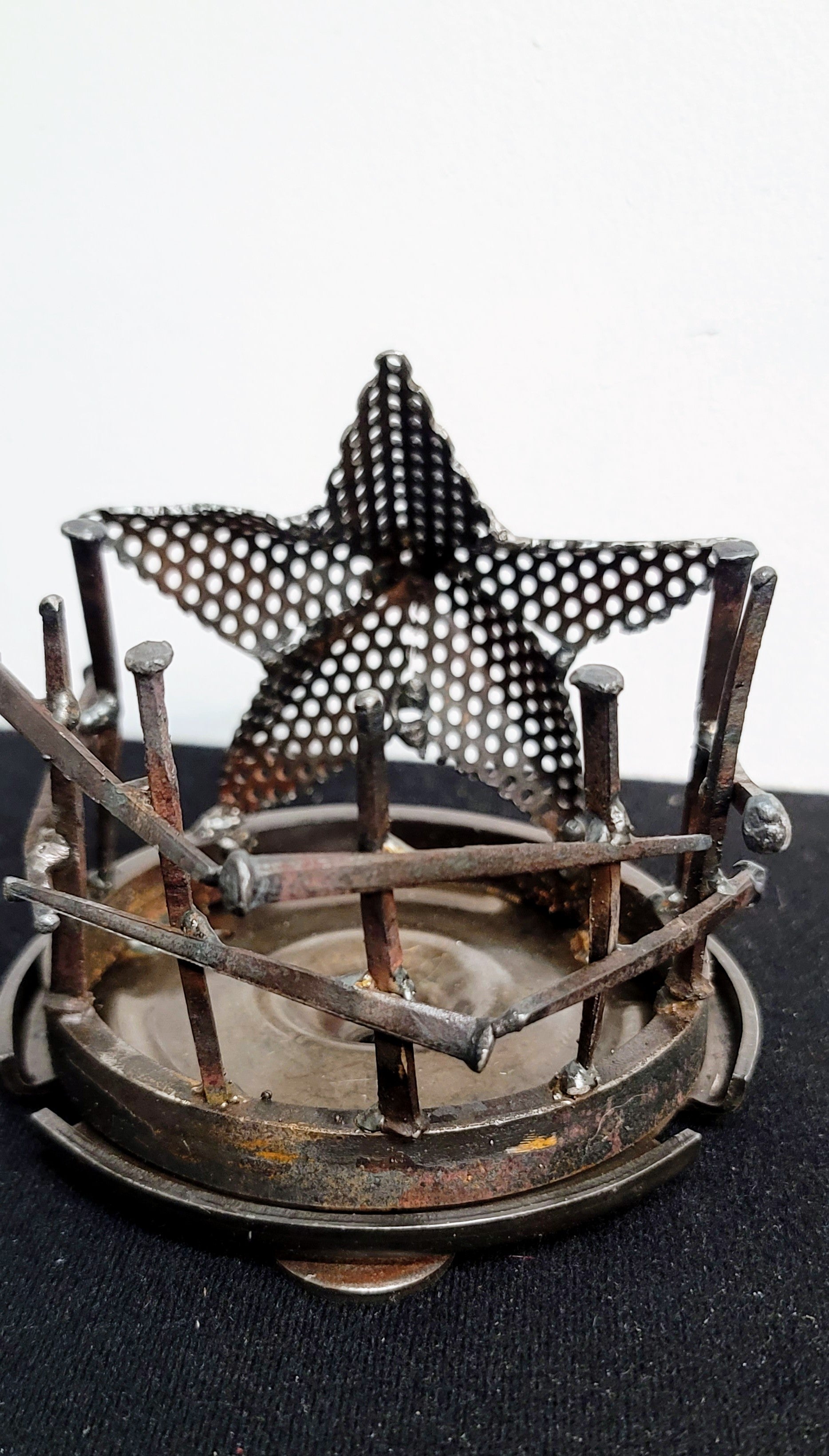 Steam Punk Star Recycled Candle Holder with vintage nails