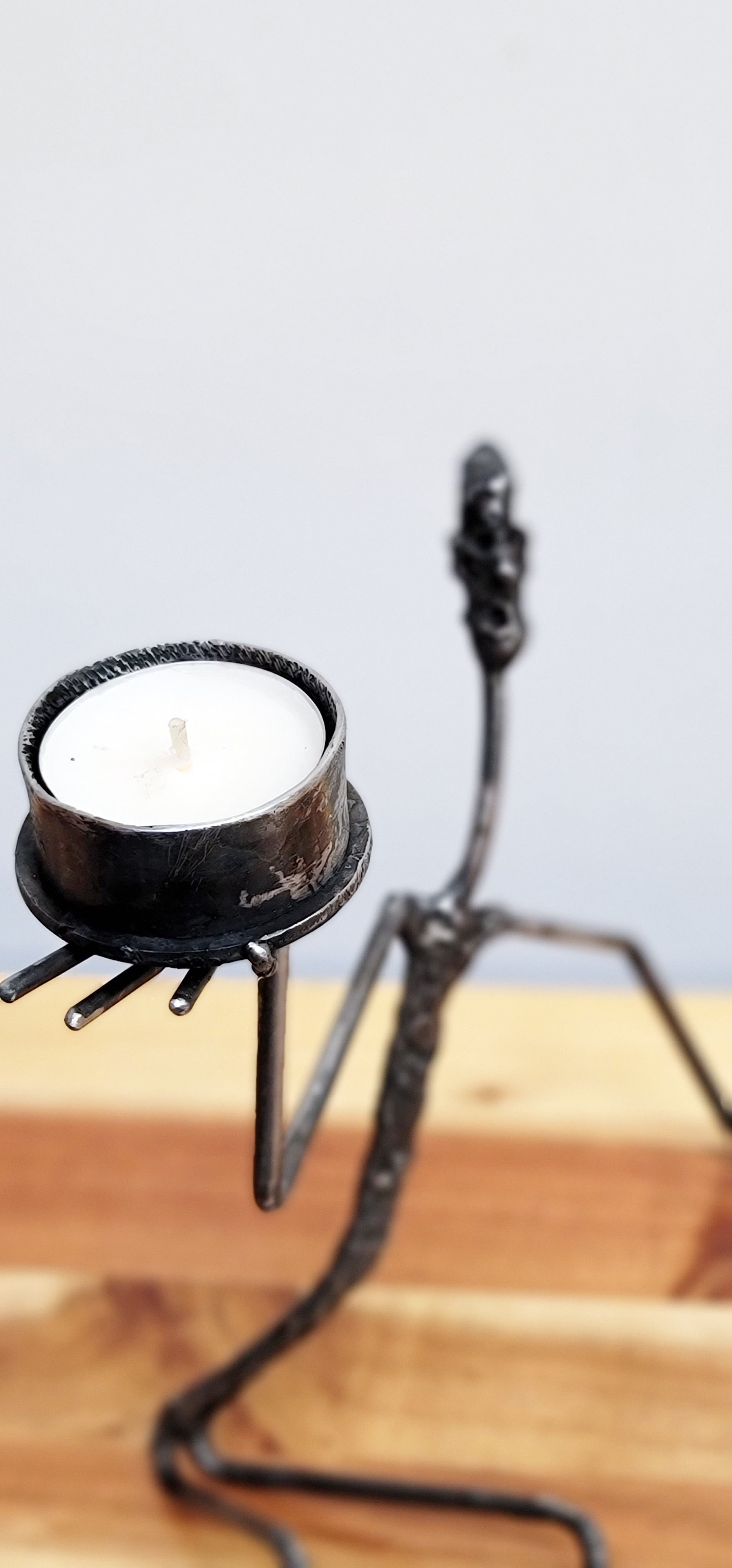 Hand Forged Steel Friend Candle Holder