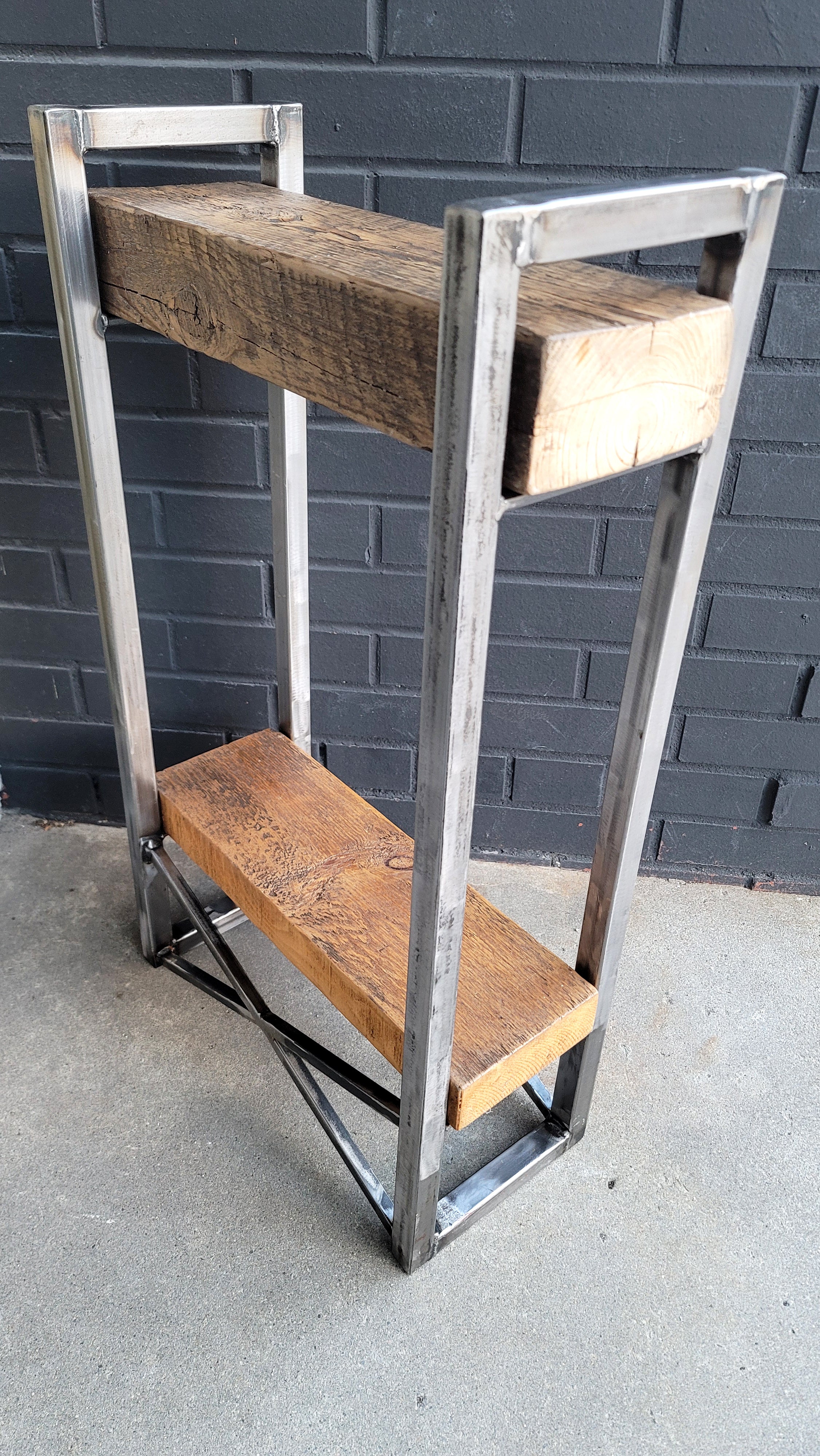 Reclaimed Wood and Steel Shelf/Plant Stand/Side table