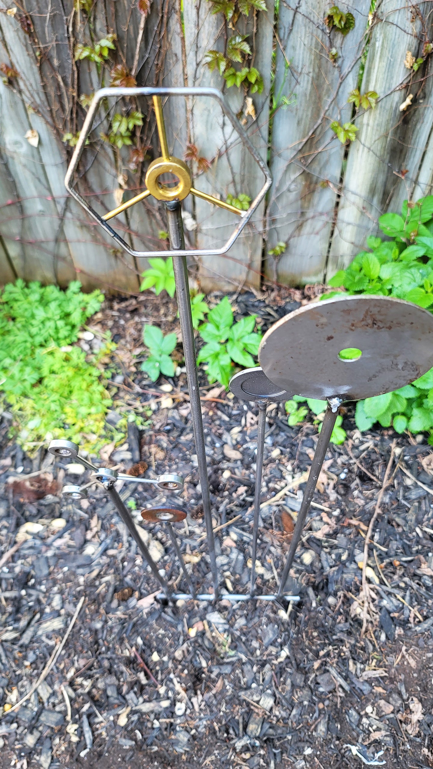 Reclaimed lamp parts Garden Art