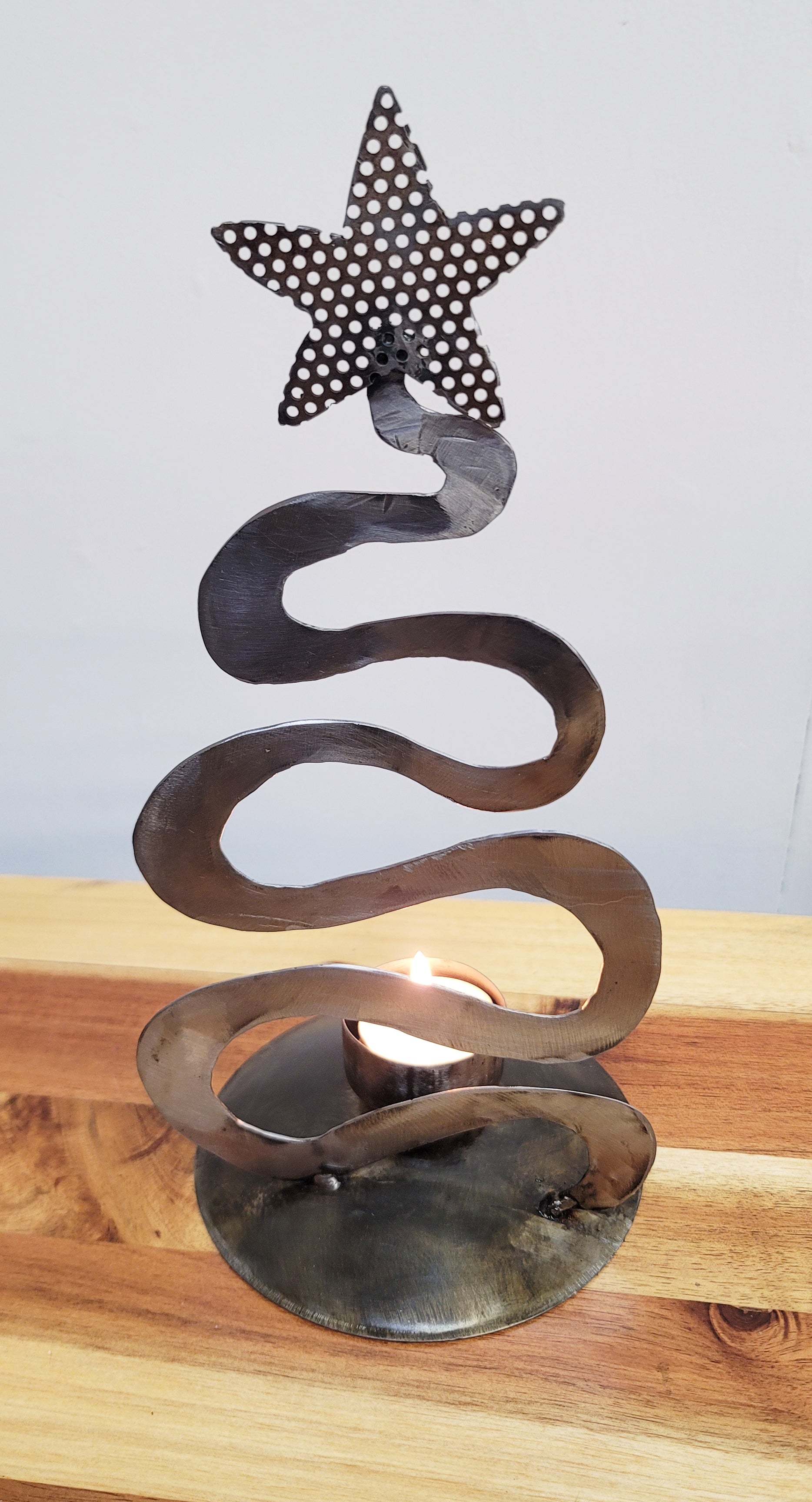 Hand Cut Tree Candle Holder